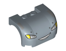 Vehicle, Mudguard 3 x 4 x 1 2/3 Curved with Front with Headlights, Yellow Blinkers and Smile with Teeth Pattern : {пясъчно син}