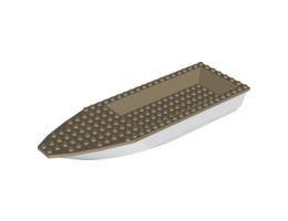 Boat, Hull Unitary 28 x 8 Base with Tan Boat Hull Unitary 28 x 8 Top (92710 / 92711): {бял}