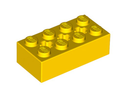 Тухличка 2X4 с кръстат отвор: {ярко жълт}