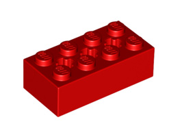Тухличка 2X4 с кръстат отвор: {ярко червен}