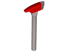 Minifigure, Utensil Axe with Red Head and Silver Blade Pattern, Pick End and Long Handle: {сребърно метален}