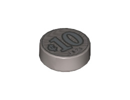 Плоска плочка 1х1, кръгла No. 99: {сребърно метален}