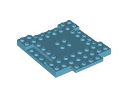 Плочка 8X8X6,4, 3 изрязана, 1 крило : {умерено небесносин}