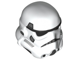 Minifigure, Headgear Helmet SW Stormtrooper, Dual Molded, White with Dark Bluish Gray Marks and Gray Squares on Back Pattern: {бял}