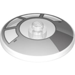 Dish 4 x 4 Inverted (Radar) with Open Stud with White and Light Bluish Gray Radial Millennium Falcon Cockpit Pattern: {прозрачен}