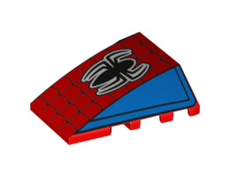 Wedge 4 x 4 No Studs with Web and Black Spider Pattern: {ярко червен}