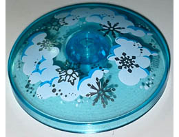 Dish 4 x 4 Inverted (Radar) with Open Stud with Clouds and Snowflakes Pattern: {прозрачно светло син}