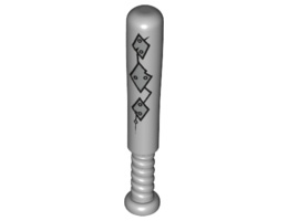 Minifigure, Utensil Baseball Bat 4L with 3 Metallic Silver Diamond Panels with Rivets Pattern: {умерено каменно сив}