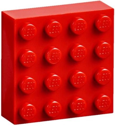 Magnet Brick, Modified 4 x 4 Sealed Base: {ярко червен}