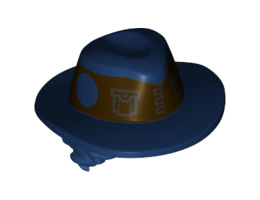 Minifigure, Hair Combo, Hair with Hat, Tousled Hair, Dark Blue Hat with Dark Brown Vest for a Band Pattern: {тъмно кафяв}
