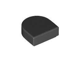 Плоска плочка 1X1, 1/2 кръг: {черен}