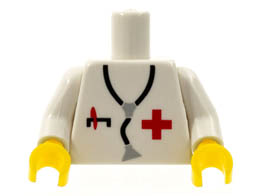 Torso Hospital Red Cross Shirt and Stethoscope Pattern, Inside with Ribs (Reissue) / White Arms / Yellow Hands: {бял}