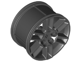 Wheel 56mm D. x 34mm Technic Racing Medium, 6 Pin Holes, Axle Hole, Open Spokes: {черен}