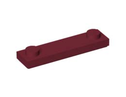 Плочка 1X4 с 2 копчета: {нов тъмно червен}