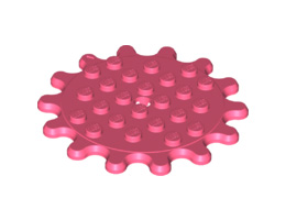 Plate, Round 6 x 6 with 14 Gear Teeth / Flower Petals: {пъстро коралов}
