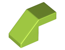 Покривна плочка 1X2/45° без пъпки: {ярко жълто-зелен}