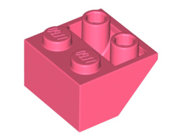 Покривна плочка 2X2/45° инверсна (*) с плосък долен пин: {пъстро коралов}