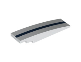 Slope, Curved 8 x 2 with Dark Blue Stripe Pattern: {бял}