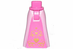 Mini Doll Friends Hips and Bright Pink Full Length Skirt with Dark Pink Middle and Gold Hearts Pattern: {ярко пурпурен}