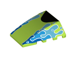 Wedge 4 x 4 No Studs with Splashes of Water on Sides and Center Black Half Circle Pattern: {ярко жълто-зелен}