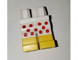 Hips and Legs with Red Minifigure Heads on White Shorts and Yellow Lower Legs Pattern: {бял}