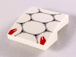 Slope, Curved 2 x 2 with Light Bluish Gray Scale Armor Outlines and Red Highlights Pattern: {бял}