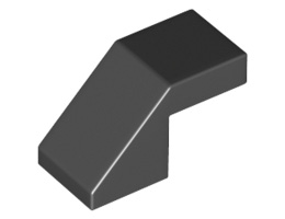Покривна плочка 1X2/45° без пъпки: {черен}