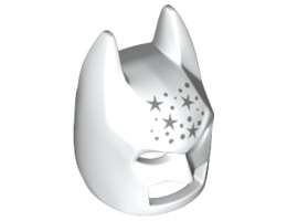 Minifigure, Headgear Mask Batman Type 2 Cowl with Silver Stars and Dots Pattern: {бял}