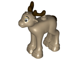 Reindeer, Fawn with Dark Brown Antlers and Tail Pattern: {пясъчно жълт}