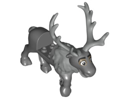 Reindeer, Frozen with Light Bluish Gray Antlers and Fur around Neck Pattern (Sven) : {тъмно каменно сив}