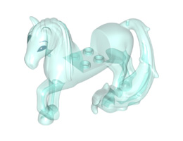 Horse with 2 x 2 Cutout, Long Swooshy Tail with Metallic Blue Eyes Pattern: {прозрачно светло син}
