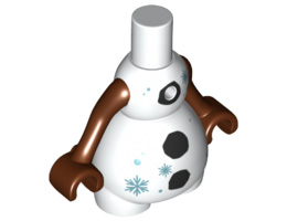 Body Snowman with Black Buttons and Metallic Blue Snowflakes Pattern, Reddish Brown Arms with Hands: {бял}
