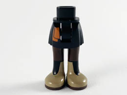 Mini Doll Friends Hips and Skirt with Dark Orange Sash, Dark Brown Legs and Dark Tan Boots Pattern: {черен}