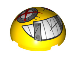 Cylinder Hemisphere 4 x 4 with Junkertown Eyes and Smile Pattern: {ярко жълт}