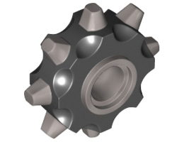 Minifigure, Gear Wheel RIP-Tire with Black Pattern: {тъмно каменно сив}