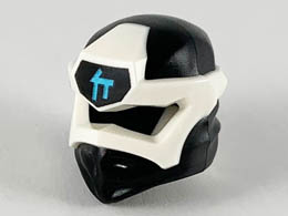 Minifigure, Headgear Ninjago Wrap Type 6 with White Mask, Medium Azure C Symbol on Black Pattern: {черен}