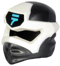 Minifigure, Headgear Ninjago Wrap Type 6 with White Mask, Medium Azure N Symbol on Black Pattern: {титаниево метален}