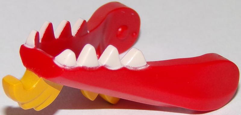 Dragon Head (Ninjago) Lower Jaw with White Teeth and Bright Light Orange Beard and Spines Pattern: {ярко червен}