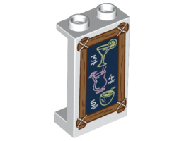 Panel 1 x 2 x 3 with Side Supports - Hollow Studs with Chalk Board with Wooden Border and Drinks Menu Pattern: {бял}