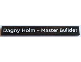 Tile 1 x 8 with White Dagny Holm - Master Builder Pattern: {черен}