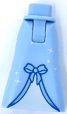 Mini Doll Hips and Skirt Full Length with Metallic Light Blue Bow and Silver Sparkles with Light Aqua Insert Pattern - Thick Hinge: {светло кралско син}