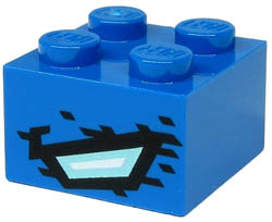 Brick 2 x 2 with Satin Trans-Light Blue and White Quadrilateral and Black Stripes and Spots (Dragon Eye) Pattern on Two Sides: {ярко син}