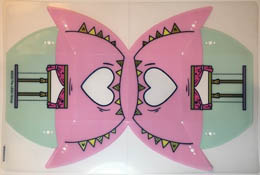 Plastic Tent with Bright Pink Top and Light Aqua Bottom with Banner, Windows, Zippers, and Heart Pattern: {неопределен}