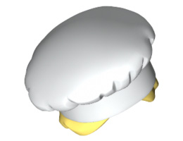 Minifigure, Hair Combo, Hat with Hair, Cook's (Toque) with Bright Light Yellow Hair in Bun Pattern: {бял}