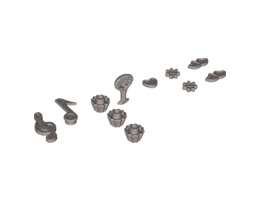 Minifigure, Utensil Trolls Glasses, Angled Hearts with Pin: {сребърно метален}