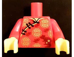 Torso Robe with Gold Hems, Gold Circle Symbols and Rat Pattern (BAM) / Red Arms / Yellow Hands: {ярко червен}