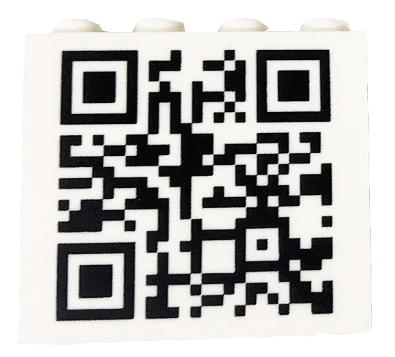Panel 1 x 4 x 3 with Side Supports - Hollow Studs with Black QR Code Pattern: {бял}