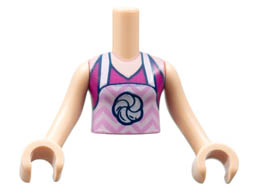 Torso Mini Doll Friends Magenta Halter Top with Bright Pink Zigzag Apron and Rosette Pattern, Light Nougat Arms with Hands: {ярко червеникаво-виолетов}