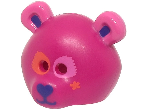Minifigure, Headgear Mask Bear Rounded with Orange and Dark Pink Eye Patches, Dark Purple Auricles, Nose, and Mouth, Star Pattern (BAM): {ярко червеникаво-виолетов}