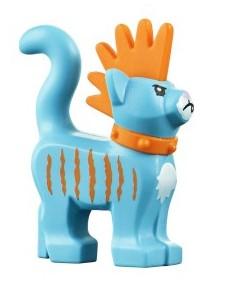Cat, Standing with Orange Spiky Mohawk, Collar and Stripes Pattern: {умерено небесносин}